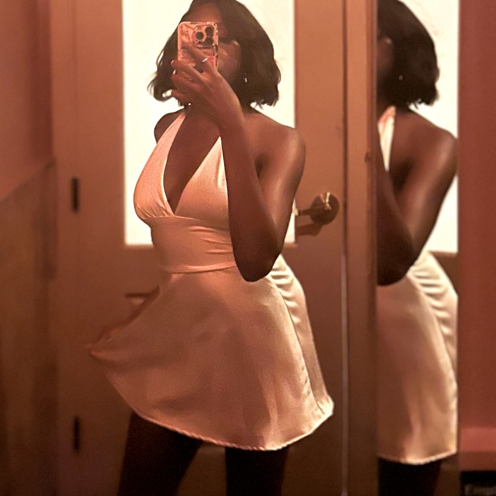 Elegant White Halter Mini Dress